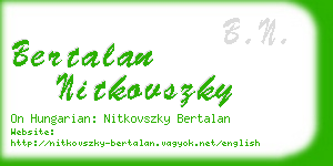 bertalan nitkovszky business card